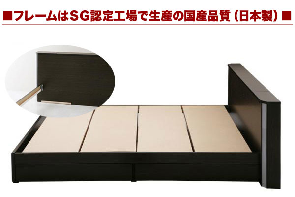 ツインサイドライト照明、宮付ダブルベッド ボンネルコイルマットレス 
