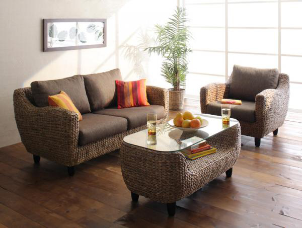 アジアンテースト ウォンターヒヤシンス オットマン サンフラワー