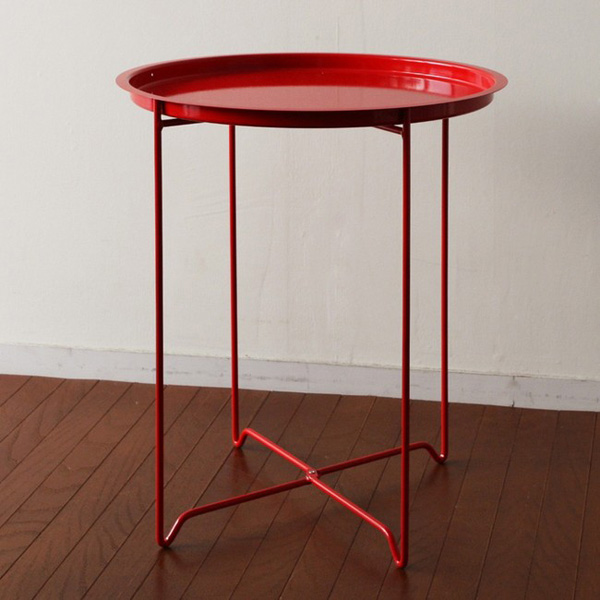 世界的に カフェテーブル RED アンティーク テーブル こもれ 赤 W51.5cm 家具