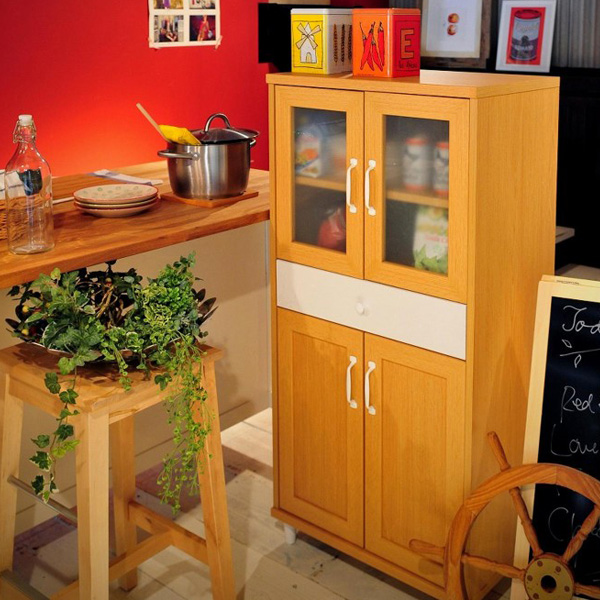 木目調 食器棚 幅 カップボード キッチンボード