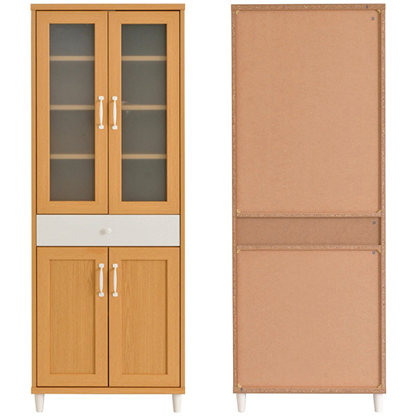 木目調 食器棚 幅60cm 高さ160cm カップボード キッチンボード