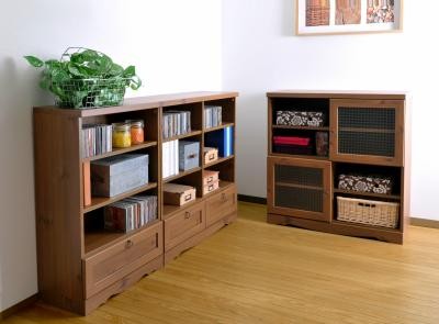 レトロ オープンシェルフ 飾り棚 ラック 花台 ディスプレイ オープンラック 幅60.5cm ガラス棚板 ヴィンテージ調 古木フレーム