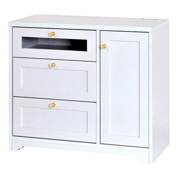 飾り棚部分付 ホワイトラタン チェスト 6杯☆アンティーク風☆送料込