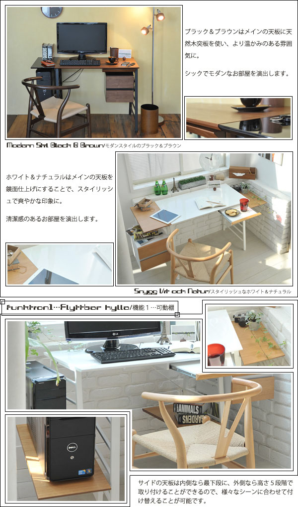 ラダーデスク 専用チェスト 2点セット シンプル デスク 棚付 引出し
