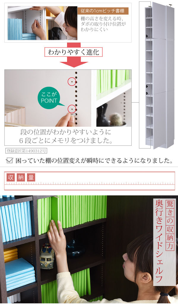 本棚 上棚 扉付 幅41.5cm 奥行31.5cm 棚板 1cmピッチ ブックシェルフ ...