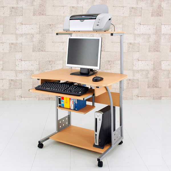 パソコンデスク スライドテーブル付 幅80cm PCデスク 収納棚付き ワークデスク 作業台 キャスター付 - aimcube（エイムキューブ
