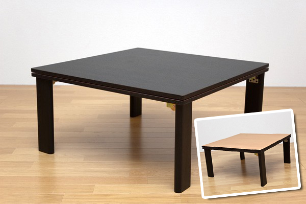 折れ脚テーブル   正方形 75cm  リバーシブル天板 こたつテーブル