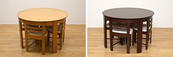 天板丸型 ダイニングテーブル 椅子4脚セット 食卓テーブル幅105cm ダイニングチェア4脚 5点セット - aimcube（エイムキューブ