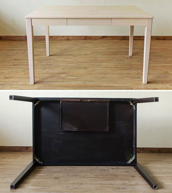 ダイニングテーブル 120cm幅 4人用 コーヒーテーブル 引き出し収納 ファミリーテーブル 食卓 天然木製  aimcube（エイムキューブ）-インテリア・家具・雑貨・ハンドメイド作品