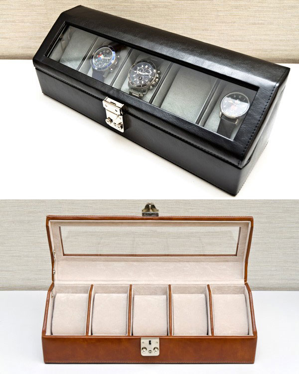 鍵付 ウォッチケース 5本用 時計収納ボックス 腕時計収納 コレクション